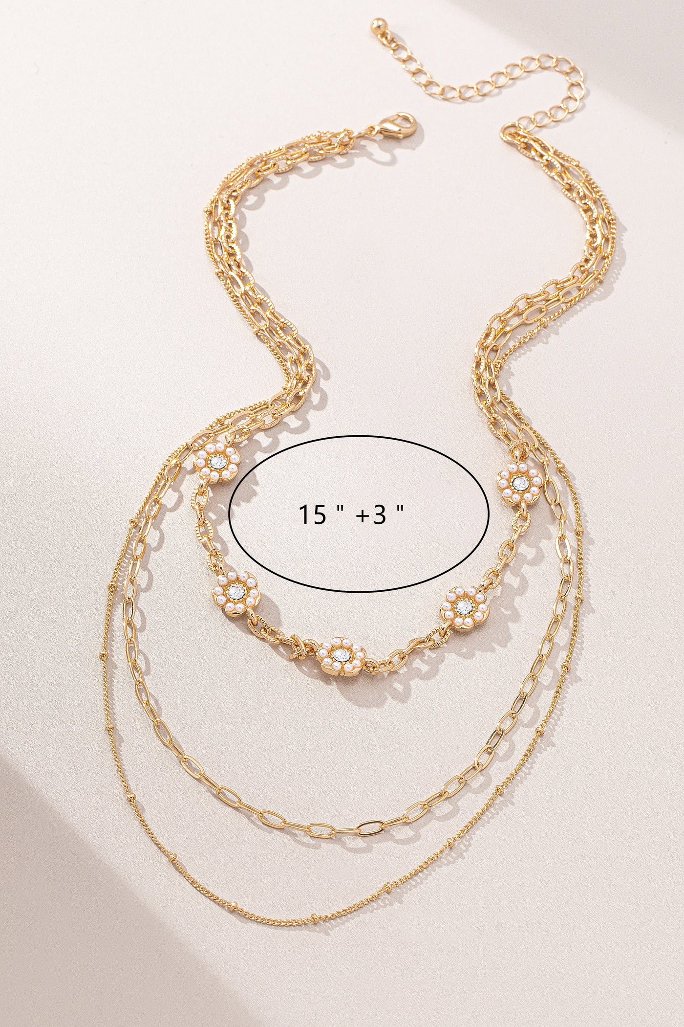 LAYERED PEARL STATION NECKLACE