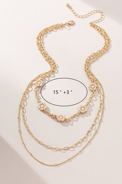LAYERED PEARL STATION NECKLACE