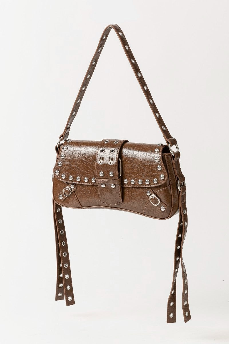 STUD TRIM SHOULDER BAG
