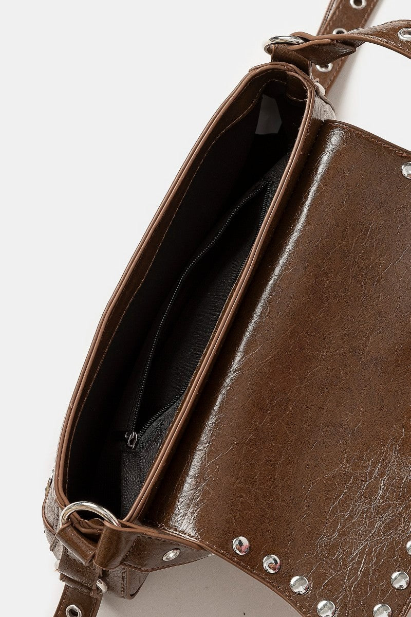 STUD TRIM SHOULDER BAG