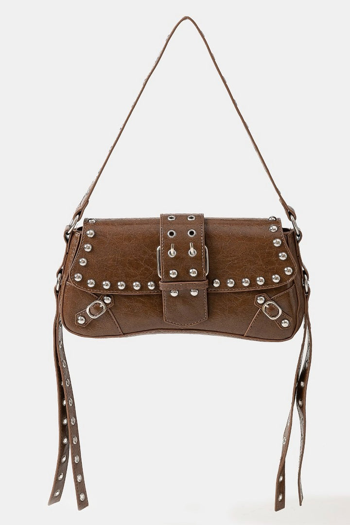 STUD TRIM SHOULDER BAG