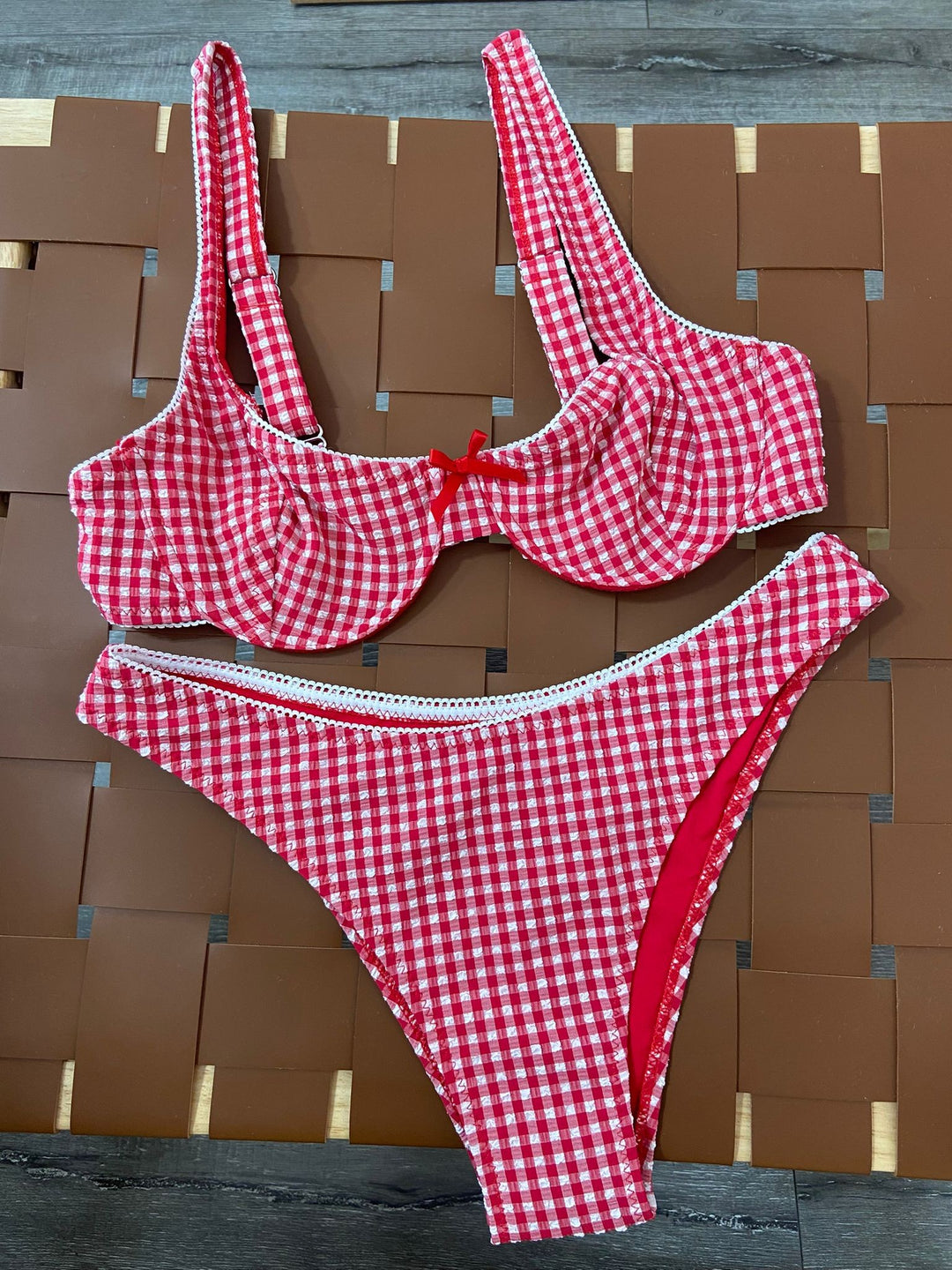 Red Gingham Bikini Set