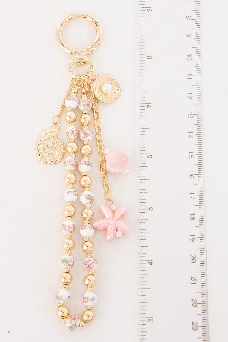 PINK COASTAL BEADED BAG CHARM