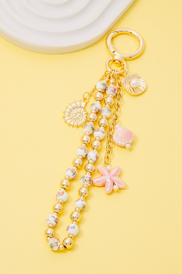 PINK COASTAL BEADED BAG CHARM