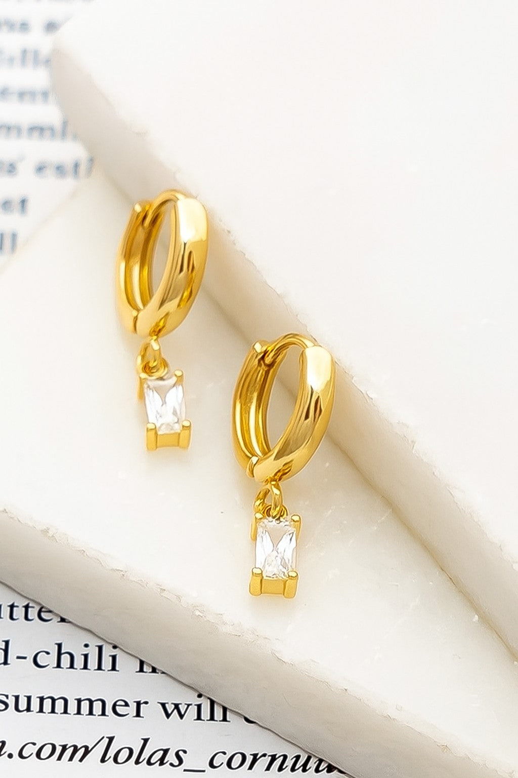 RECTANGULAR CZ HUGGIE HOOPS