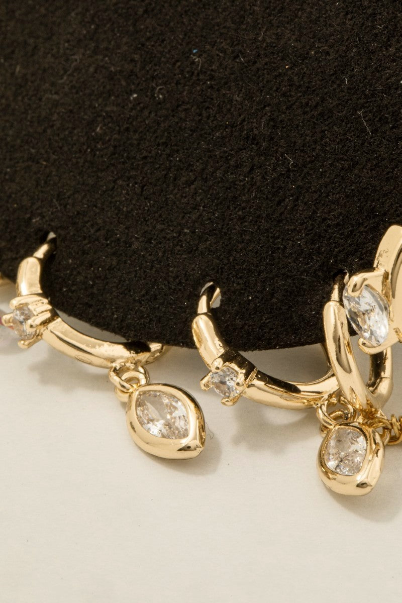 GOLD DIPPED OVAL GEM HOOP EARRINGS