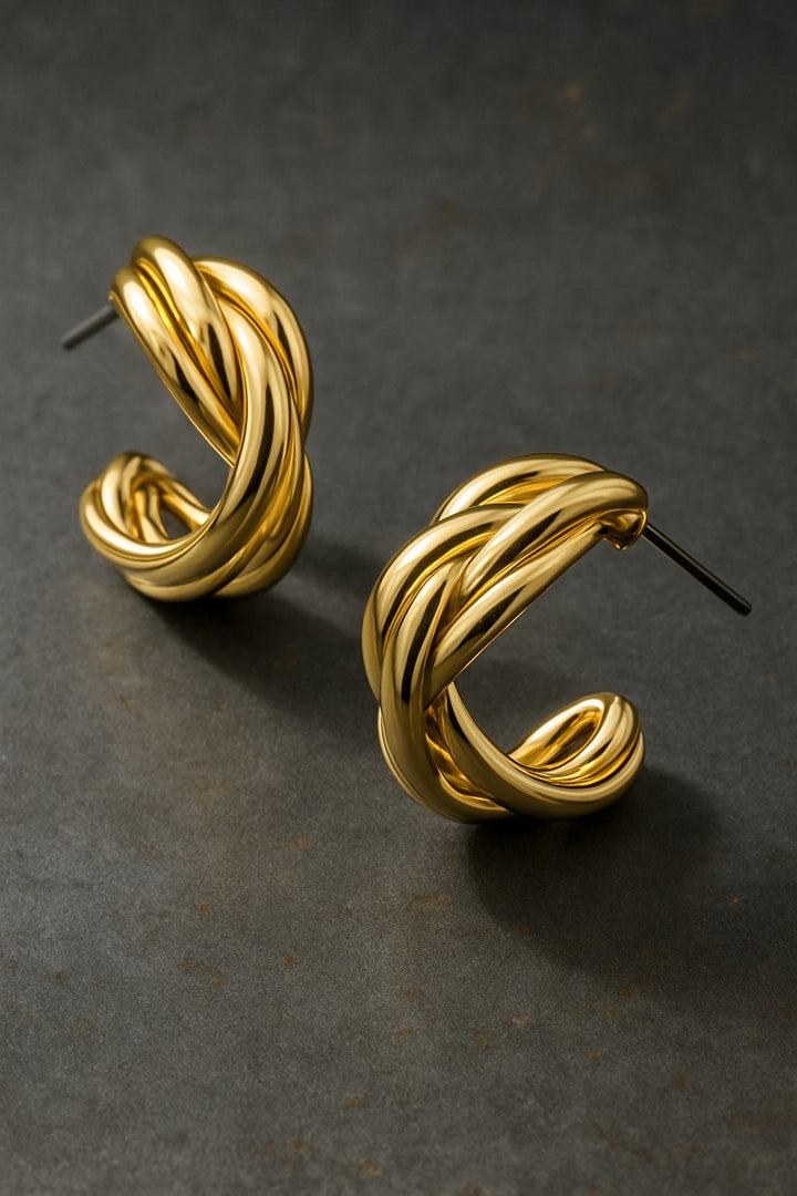 SCULPTURAL TWISTED HOOP EARRINGS