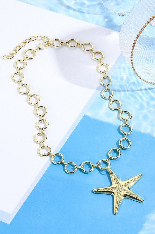 PUFFY STAR CHUNKY CHAIN NECKLACE