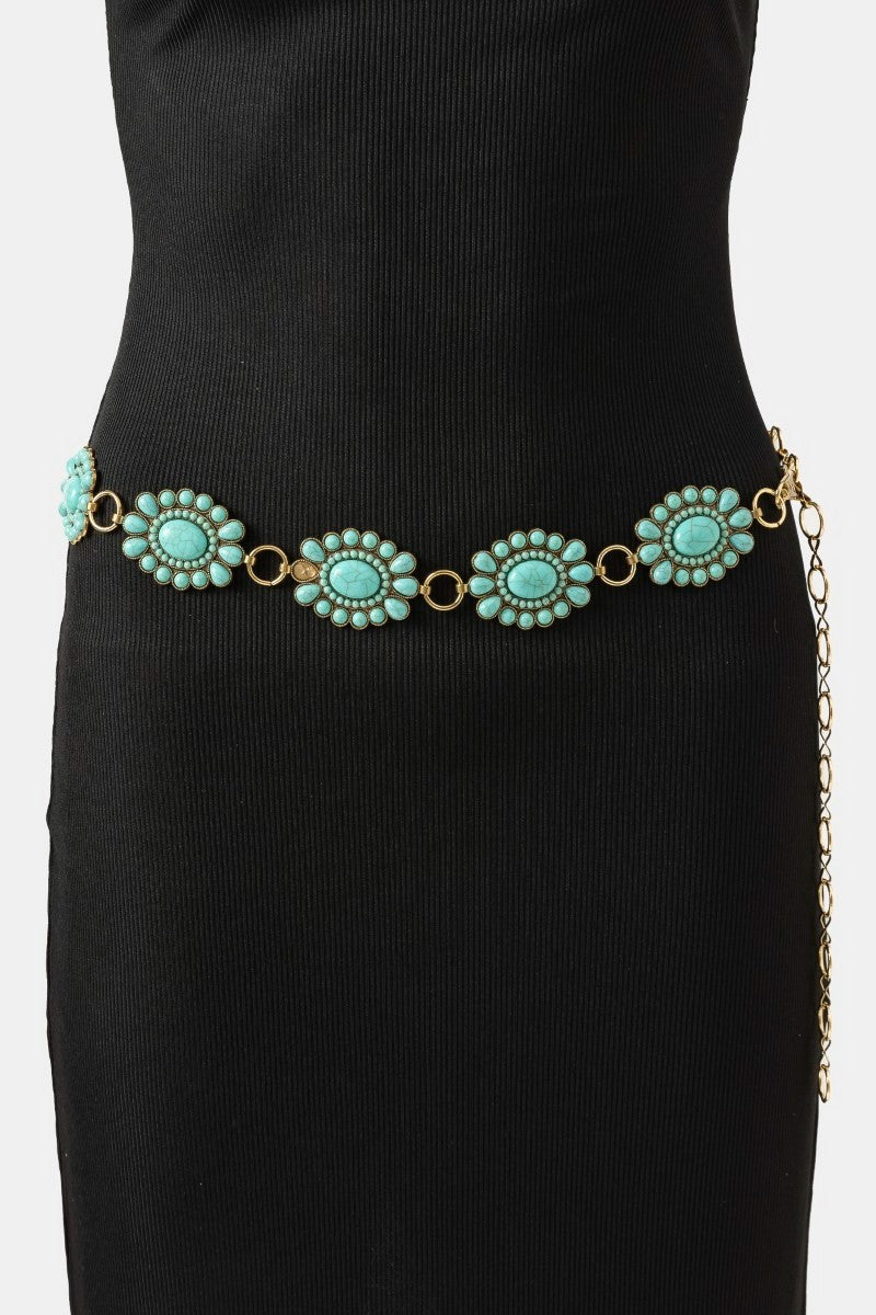 TURQUOISE STONE CHAIN BELT