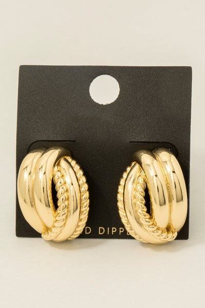 GOLD DIPPED MIXED LAYER HOOP EARRINGS