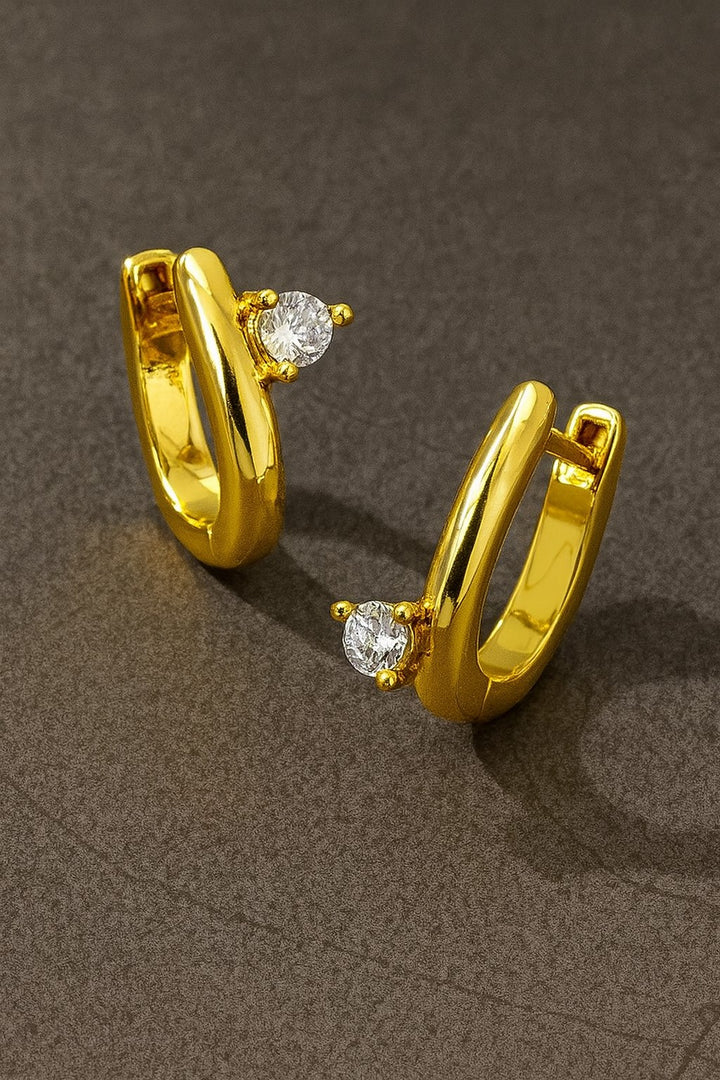 CRYSTAL ACCENT HUGGIE HOOP EARRINGS