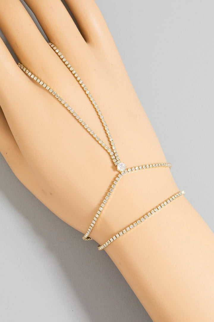 LAYERED TENNIS HAND CHAIN BRACELET