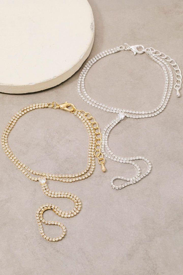 LAYERED TENNIS HAND CHAIN BRACELET