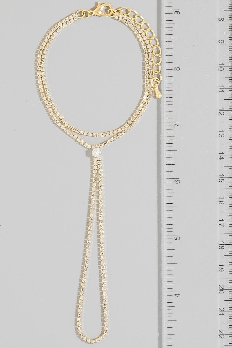 LAYERED TENNIS HAND CHAIN BRACELET
