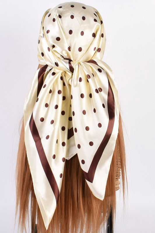 Polka Dot Satin Square Scarf