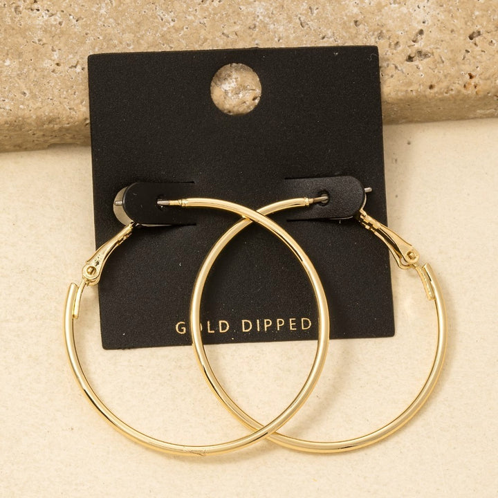 LARGE GOLD DIPPED 40MM LATCH HOOPS