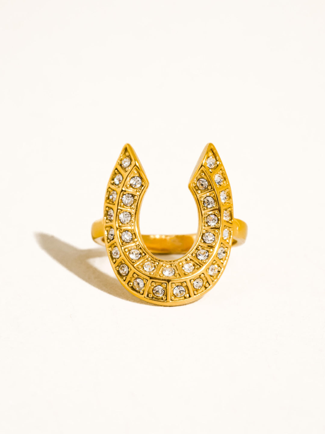 18K Gold CZ Horseshoe Ring
