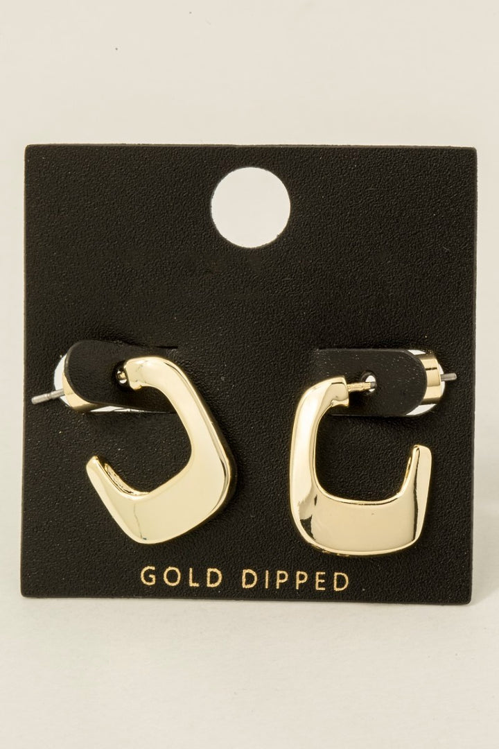 GOLD DIPPED THICK SQUARE HOOP EARRINGS