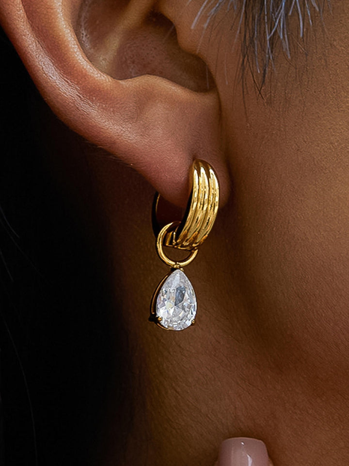 LUXE TEARDROP CZ HOOP EARRINGS