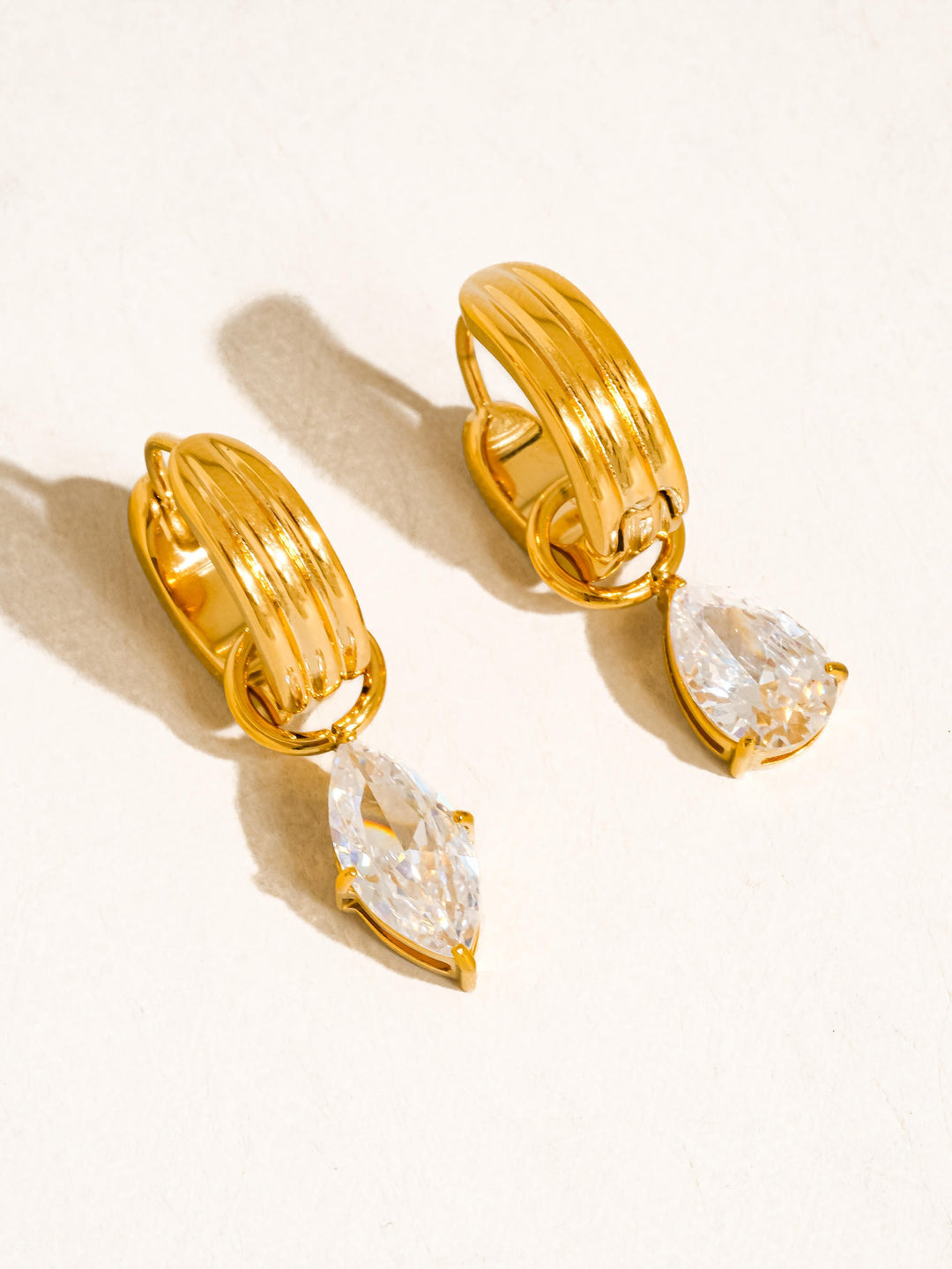 LUXE TEARDROP CZ HOOP EARRINGS