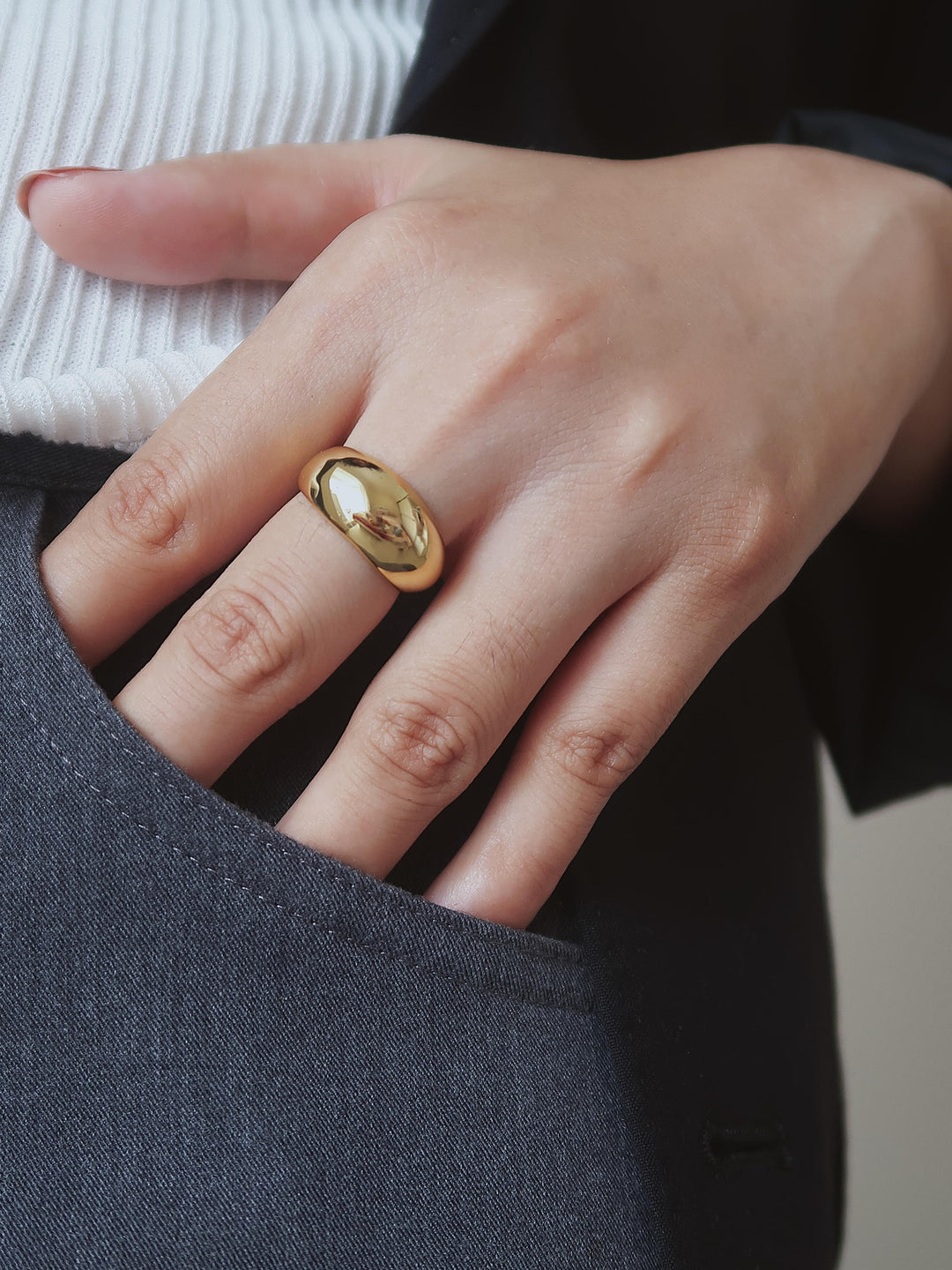 18K Gold Chunky Dome Statement Ring