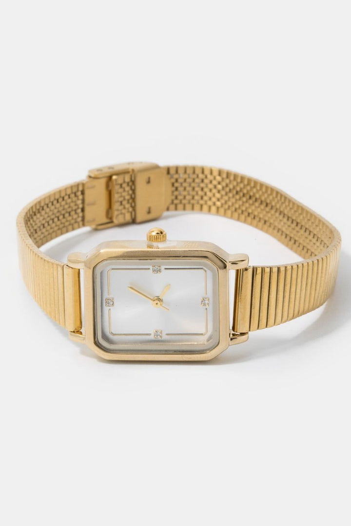 GOLD SNAKE BAND RECTANGLE WATCH
