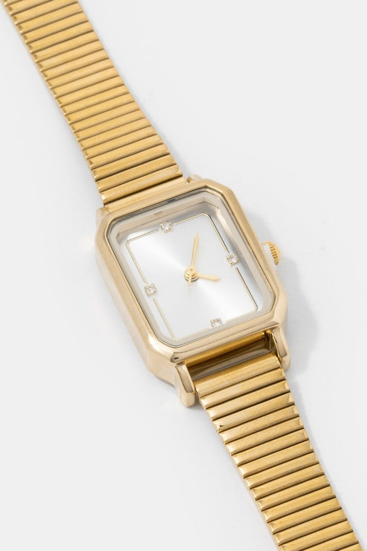 GOLD SNAKE BAND RECTANGLE WATCH