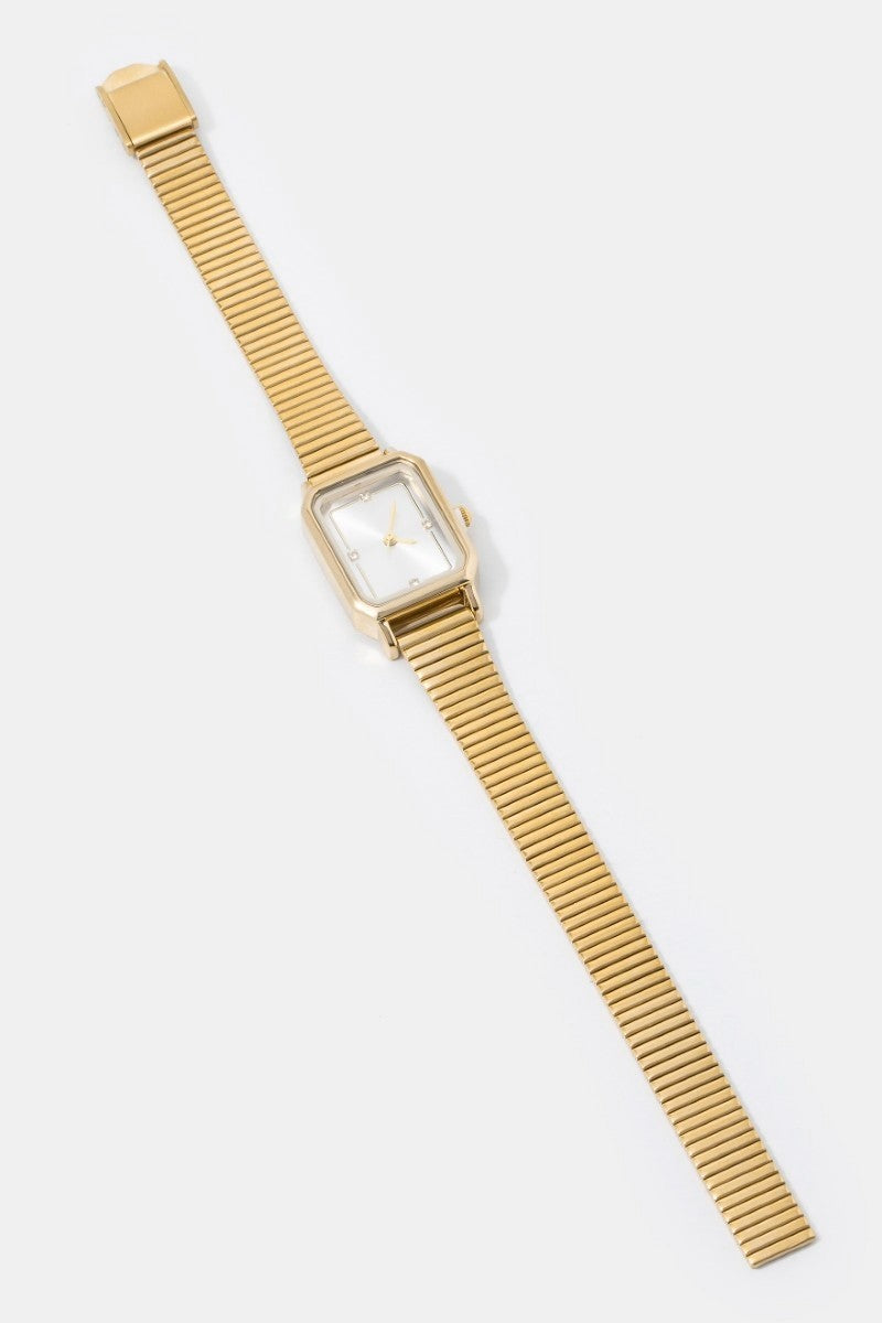 GOLD SNAKE BAND RECTANGLE WATCH