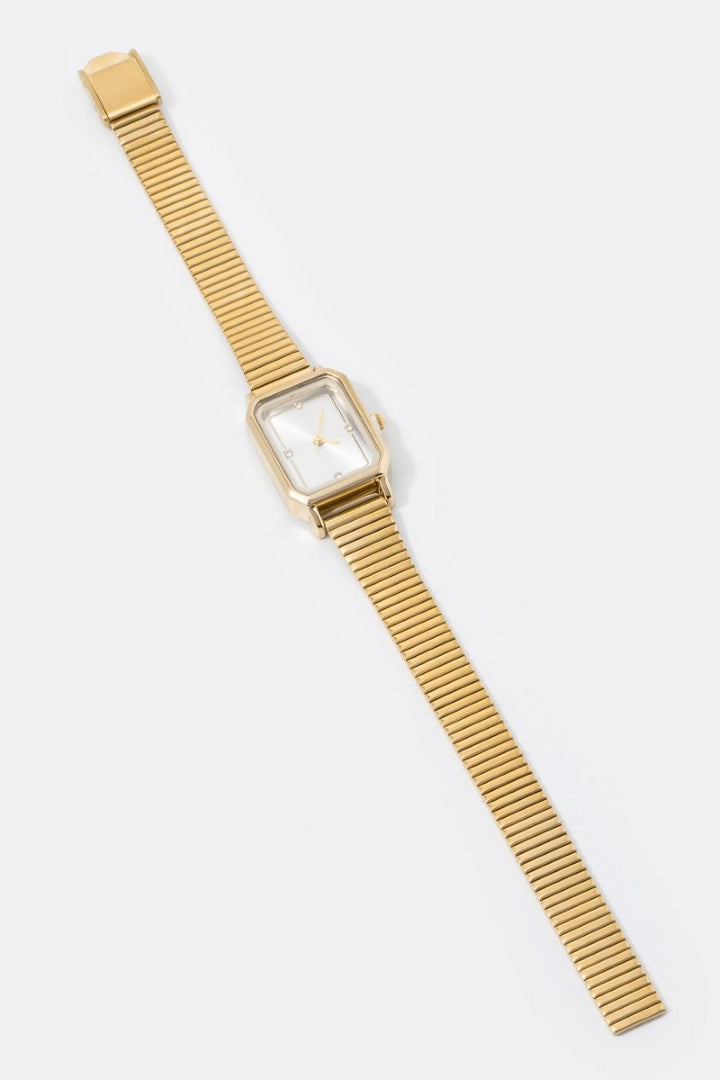 GOLD SNAKE BAND RECTANGLE WATCH