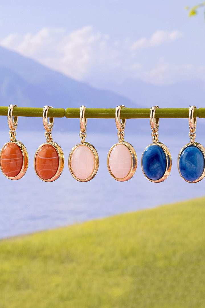 OVAL STONE DROP EARRINGS