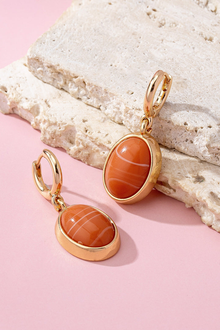 OVAL STONE DROP EARRINGS
