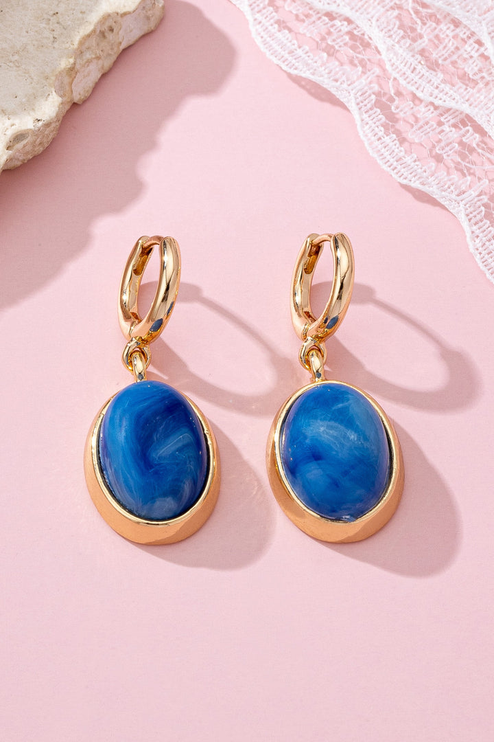 OVAL STONE DROP EARRINGS