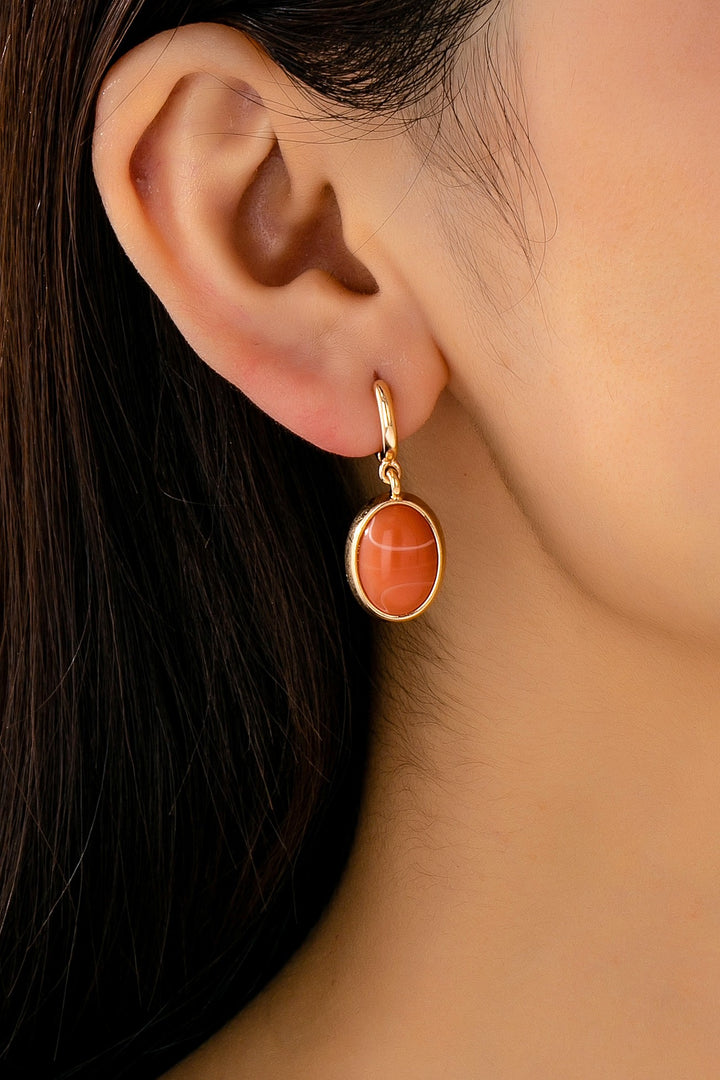 OVAL STONE DROP EARRINGS