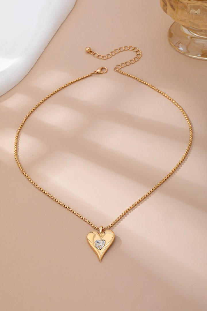 PUFFED CRYSTAL HEART NECKACE