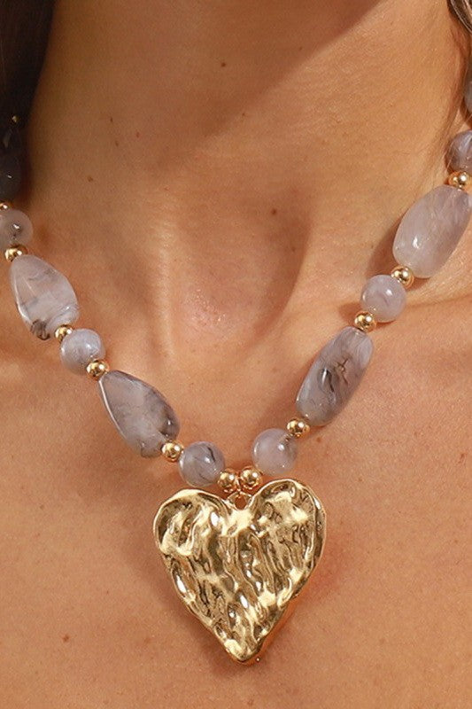 VINTAGE BEADED HEART NECKLACE