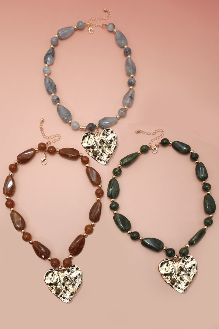 VINTAGE BEADED HEART NECKLACE
