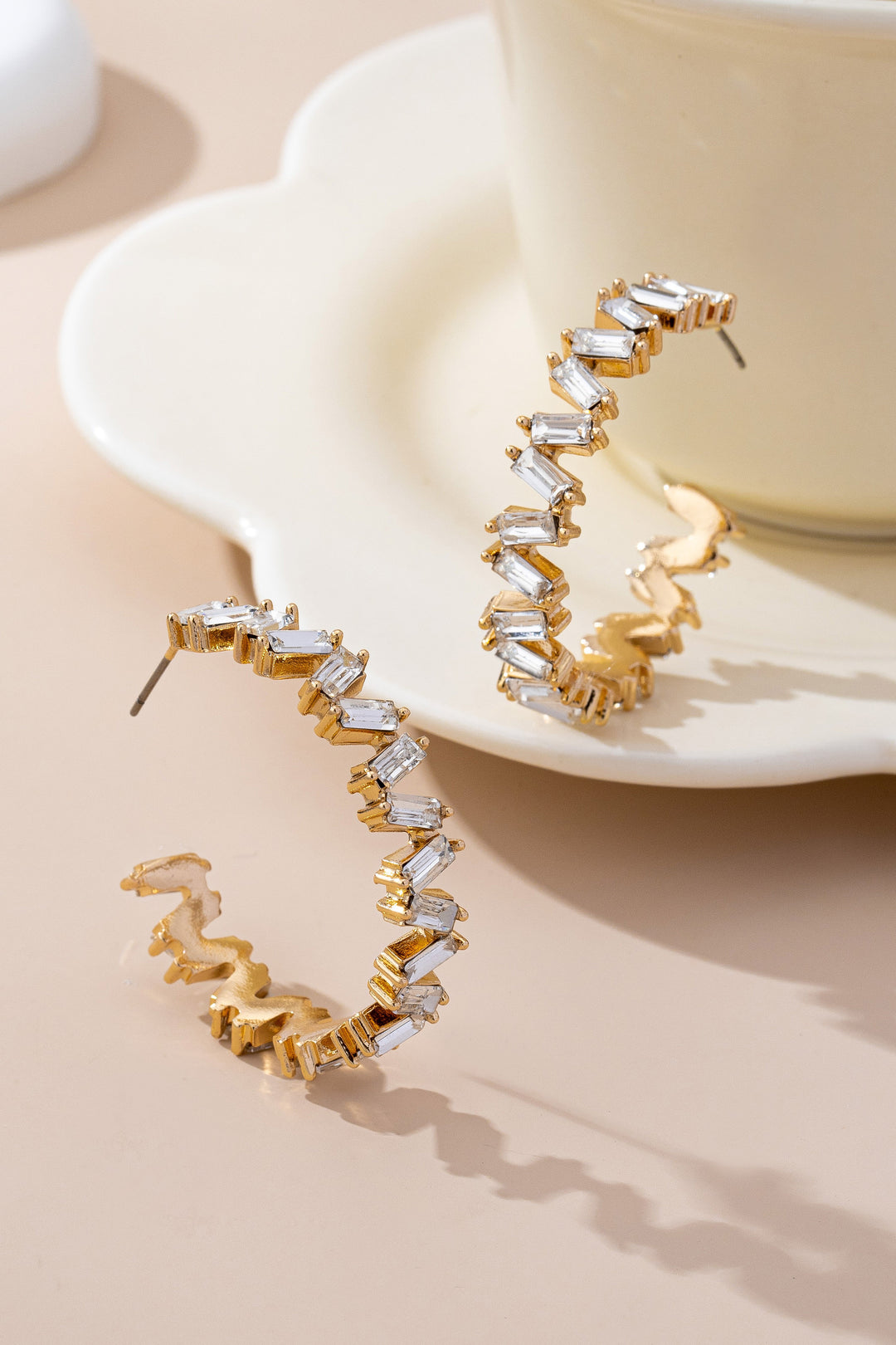 ZIGZAG CRYSTAL HOOP EARRINGS