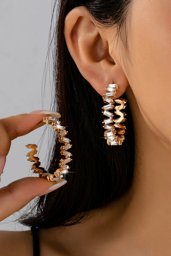ZIGZAG CRYSTAL HOOP EARRINGS