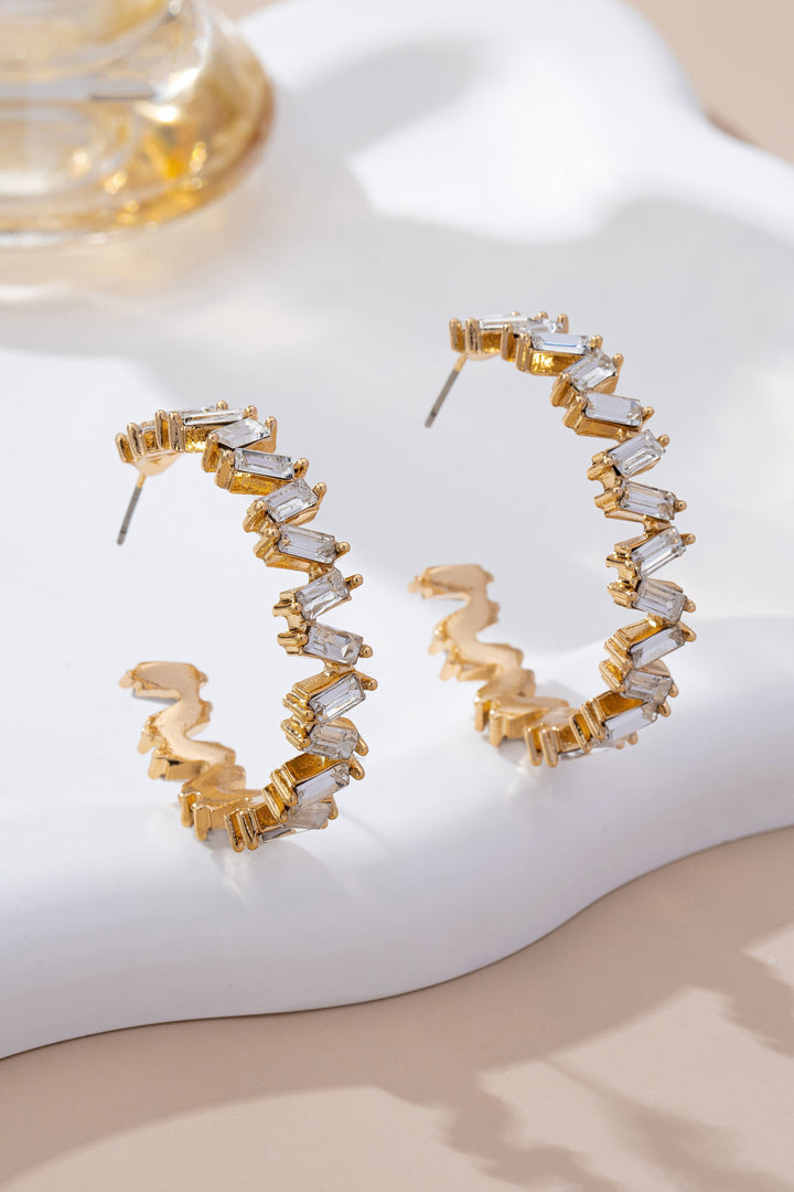ZIGZAG CRYSTAL HOOP EARRINGS