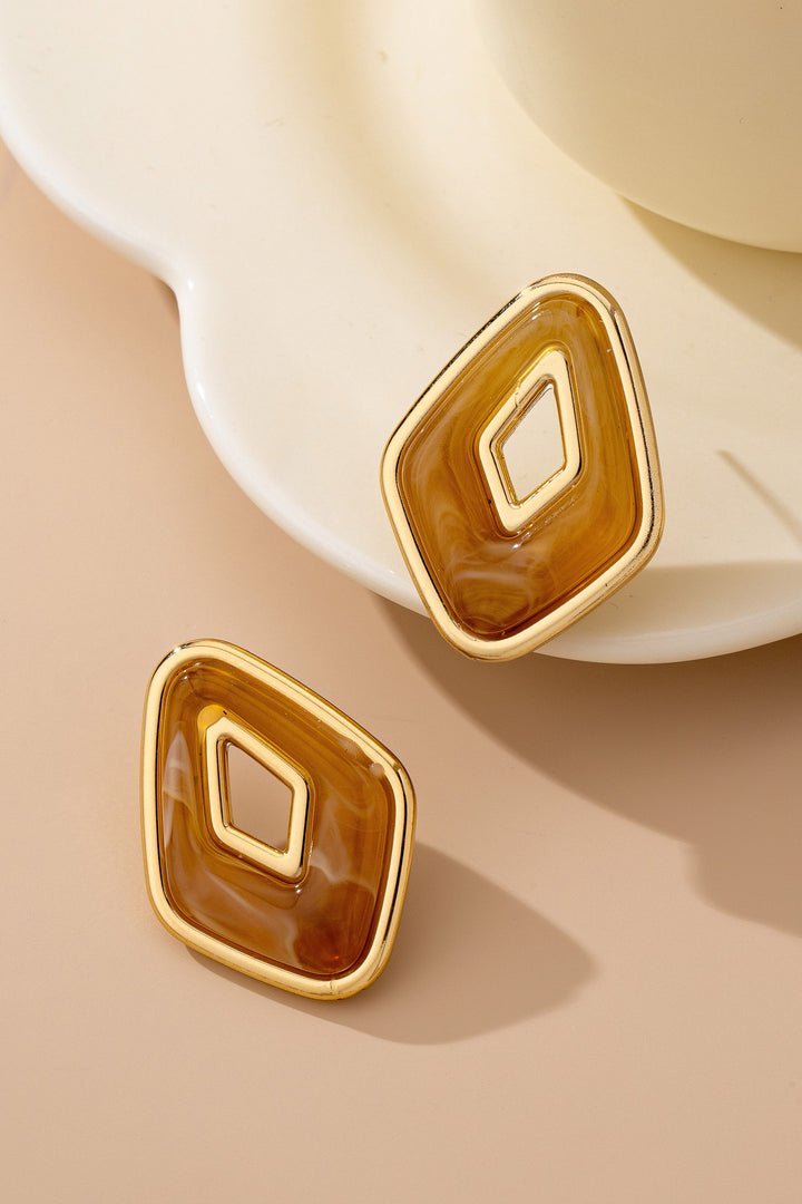 ENAMEL PENTAGON STUD EARRINGS