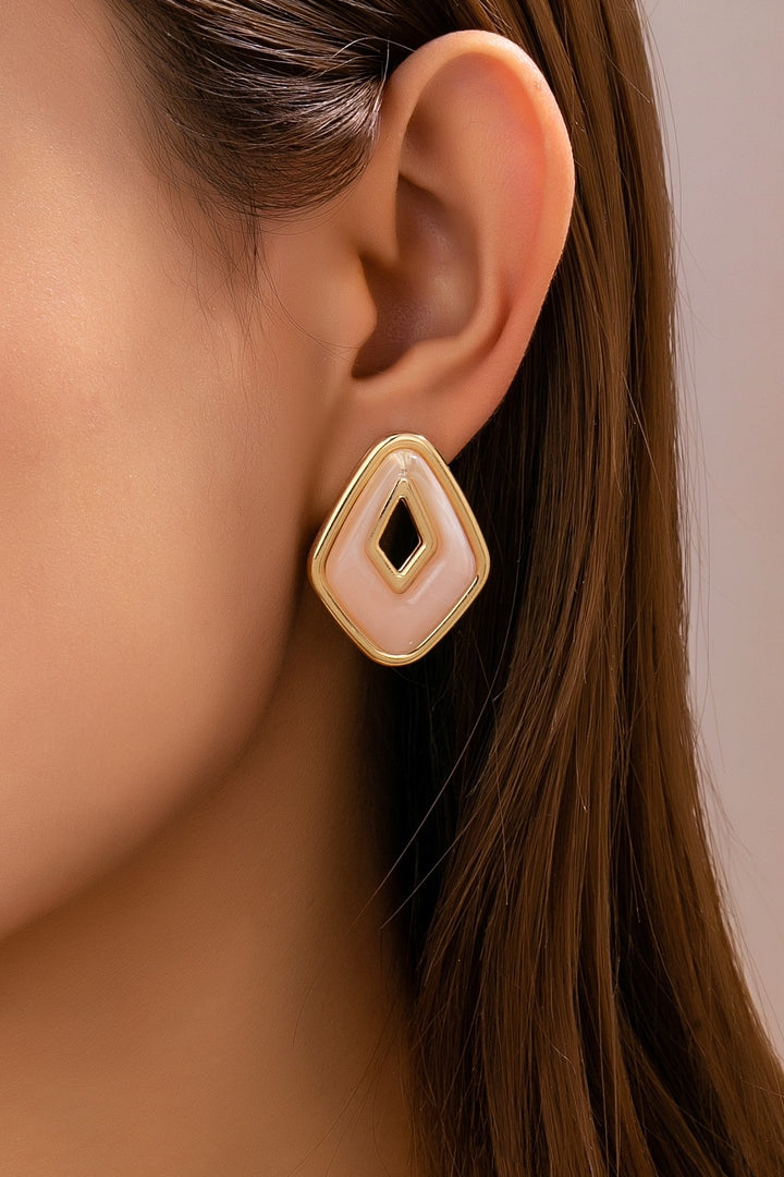 ENAMEL PENTAGON STUD EARRINGS