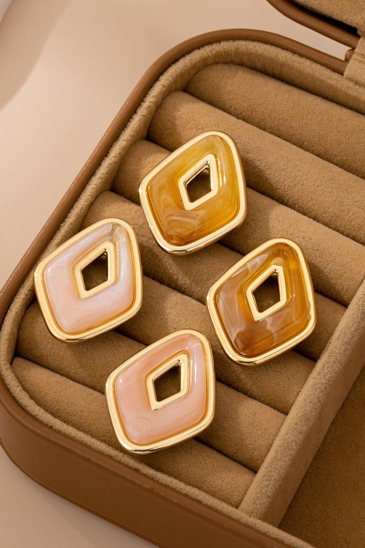 ENAMEL PENTAGON STUD EARRINGS