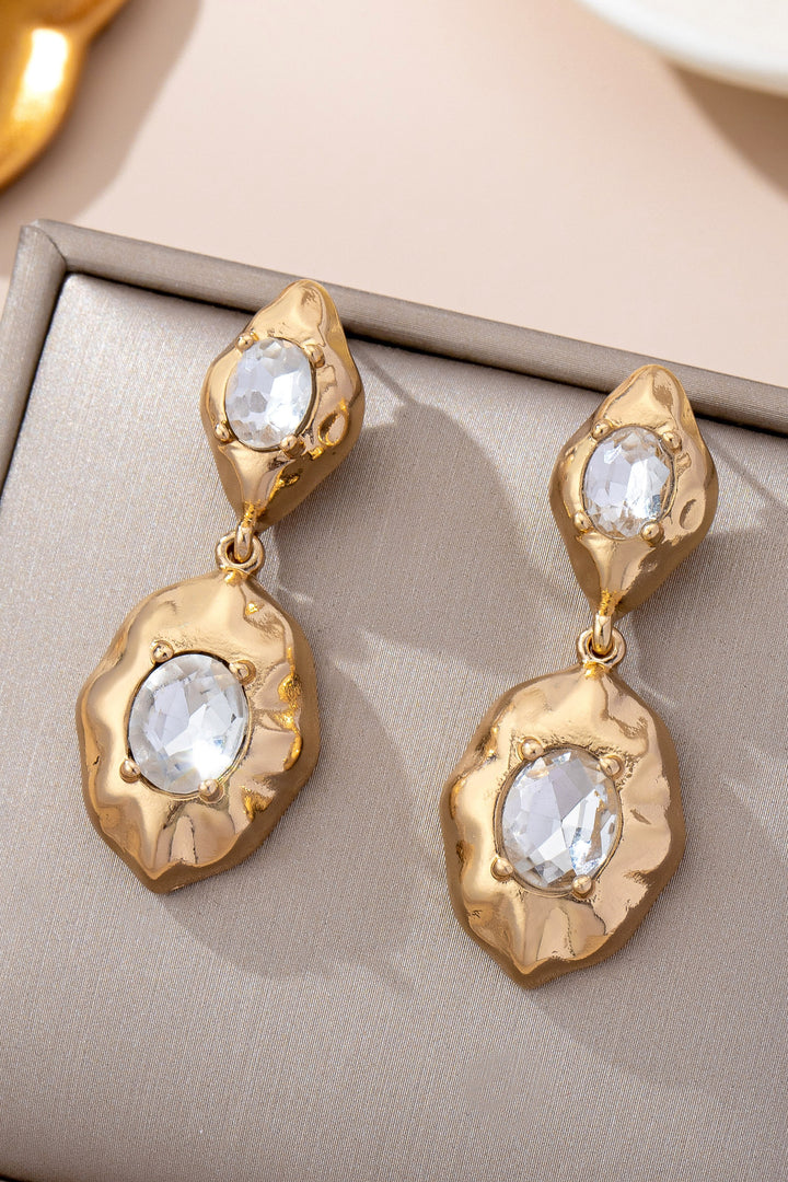 HAMMERED CRYSTAL DROP EARRINGS