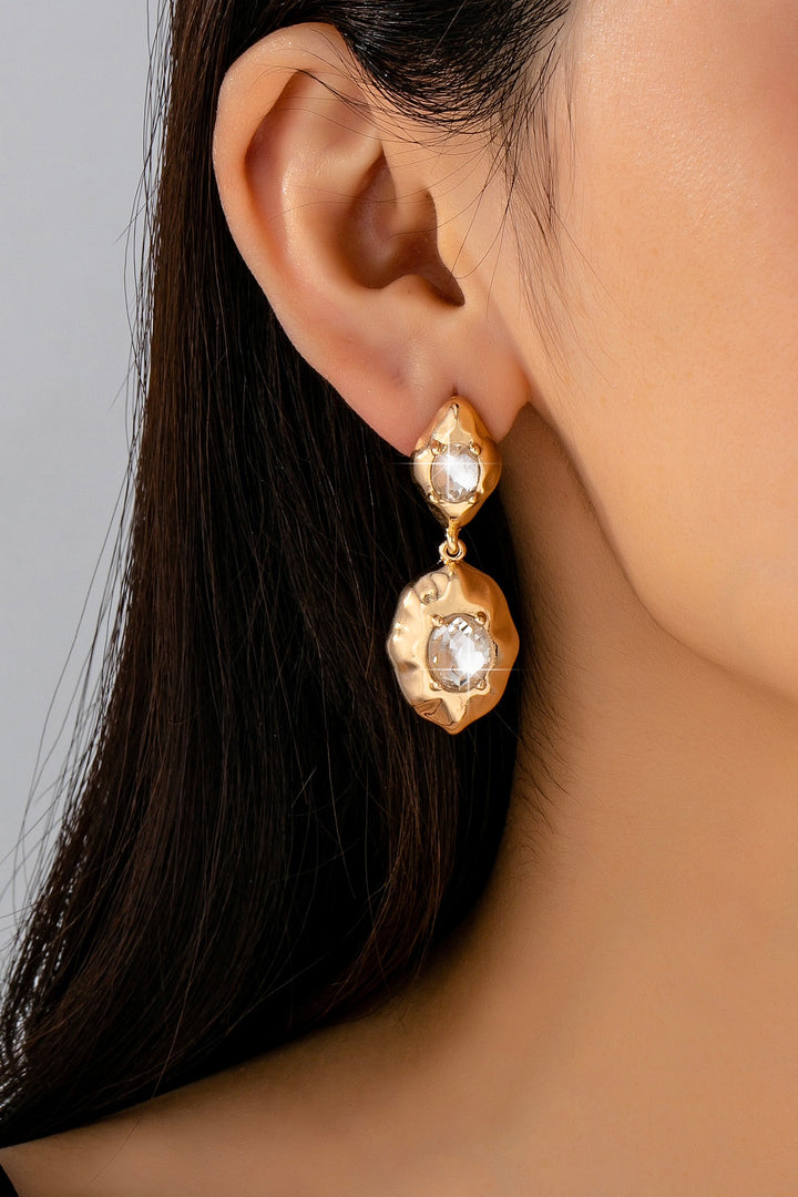 HAMMERED CRYSTAL DROP EARRINGS