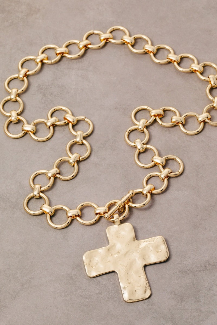 The Hammered Cross Toggle Chain Necklace