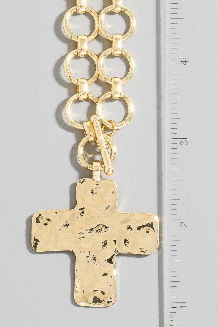 The Hammered Cross Toggle Chain Necklace