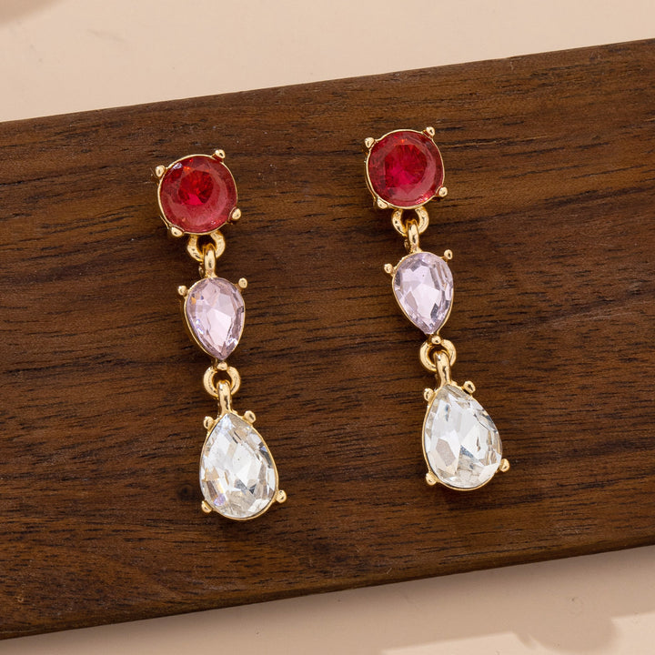 Ruby Lavender Crystal Cascading Gemstone Drop Earrings