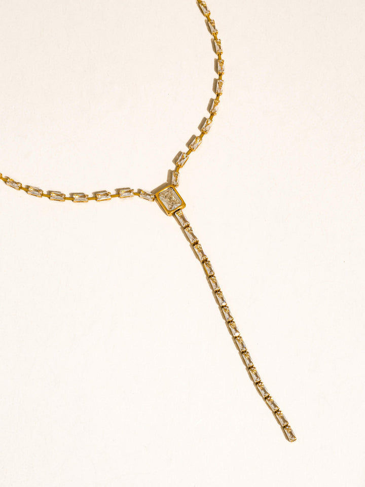 LUMIERE BAGUETTE TENNIS LARIAT NECKLACE