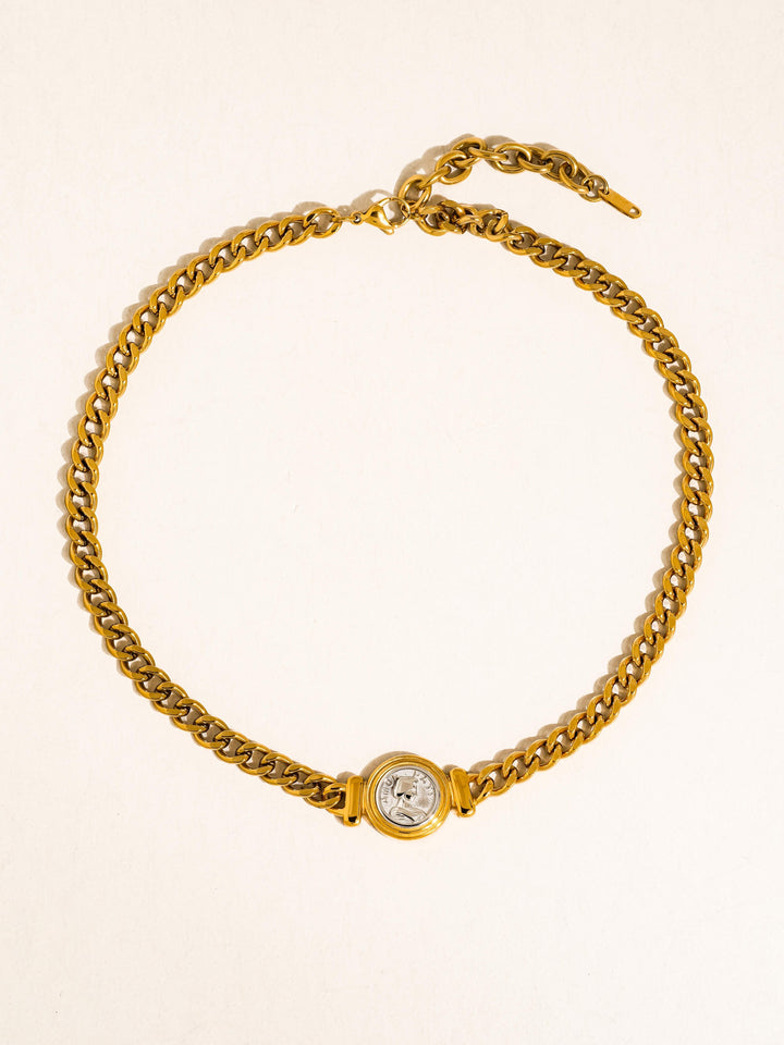 CEASAR COIN CUBAN CHAIN NECKLACE