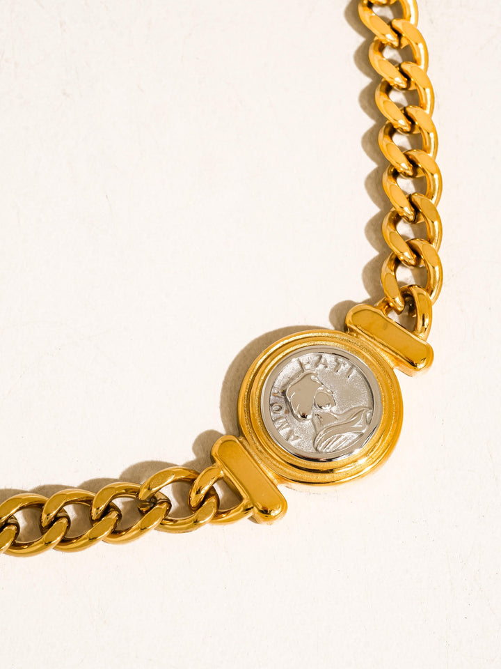 CEASAR COIN CUBAN CHAIN NECKLACE